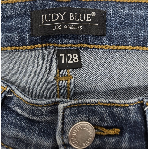 Judy Blue Relaxed Fit Distressed Jeans Womens 7/28 Denim Ankle Stret JB82103MD - Picture 3 of 6